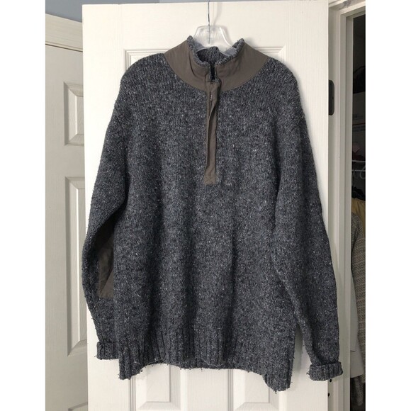 Vintage Columbia Sz XL Wool Sweater Men’s Gray Quarter Zip Fisherman Grandpa - Picture 1 of 9